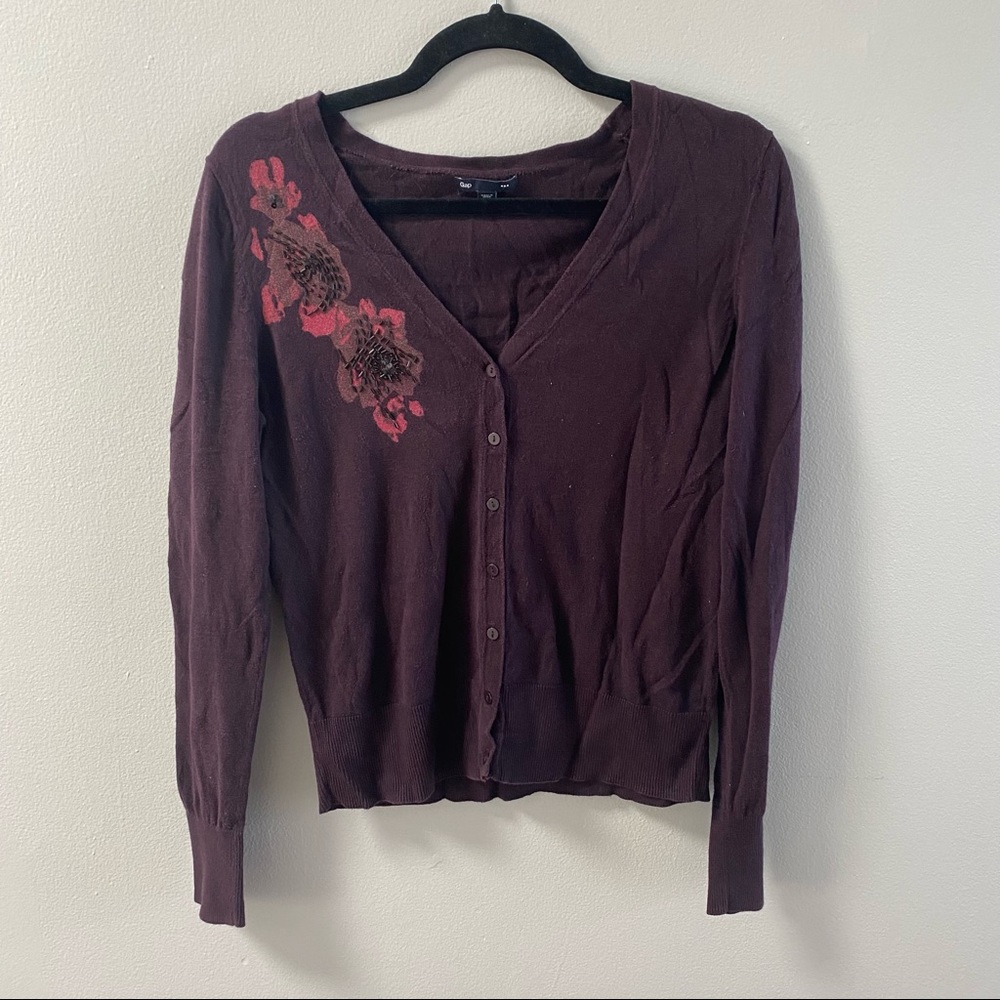 PURPLE DETAILED GAP CARDIGAN